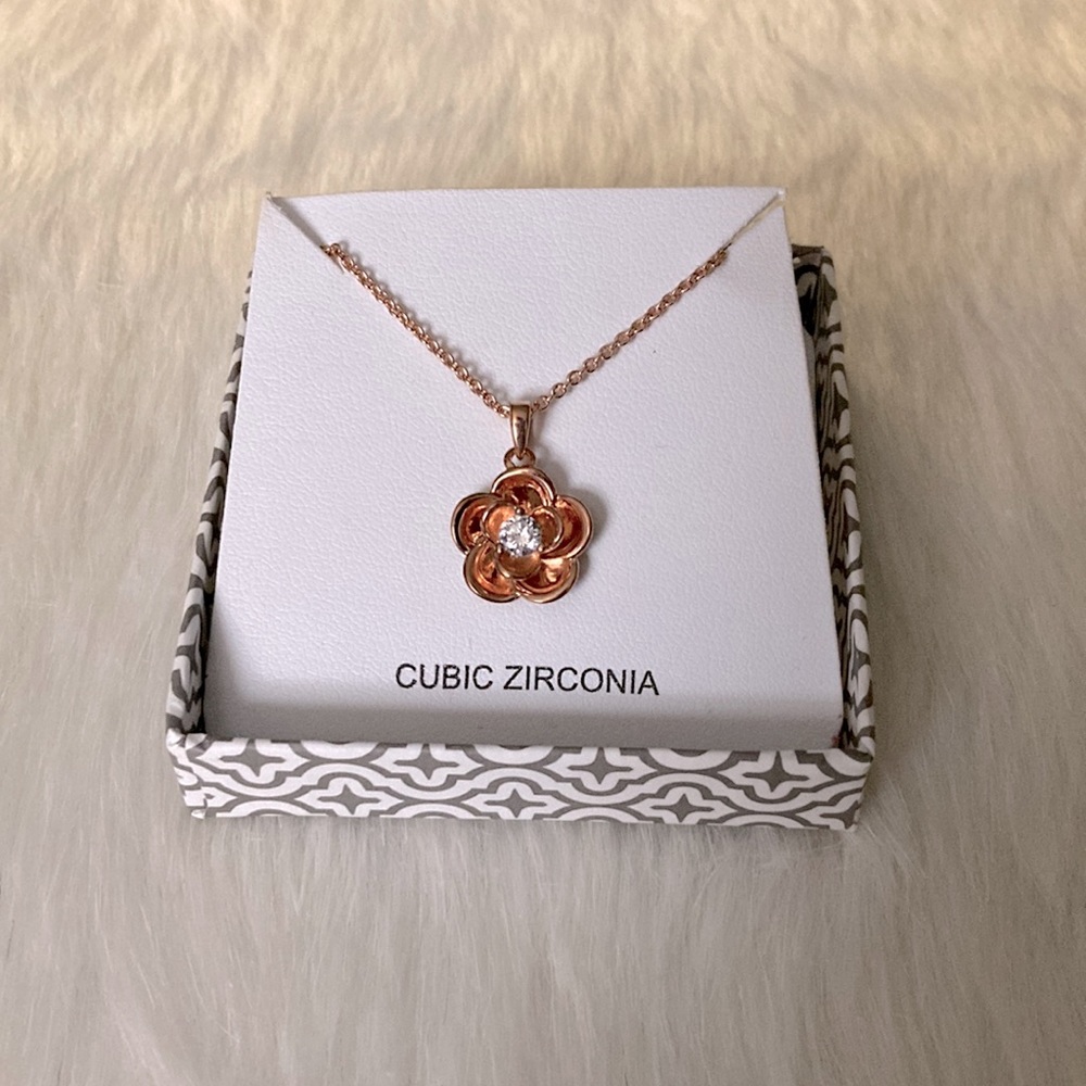 Rose Gold Flower Pendant with Gift Box